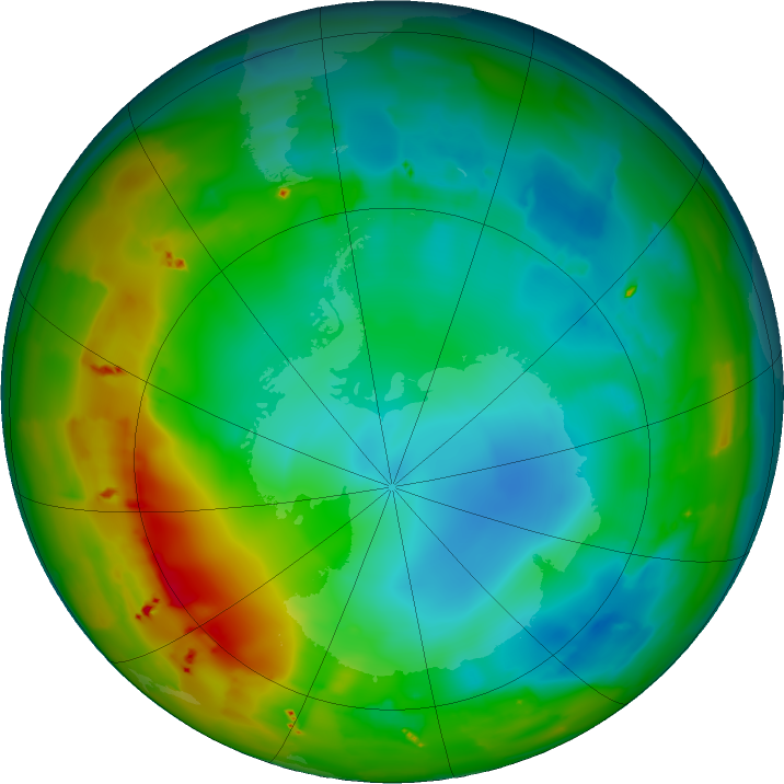 Antarctic ozone map for 23 July 2011